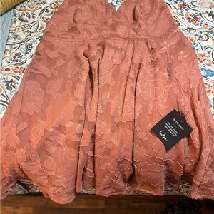 Lulu's Strapless Floral Lace Dress - Rust